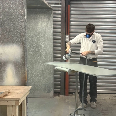 Spraying in our workshop  - Furniture Refinishing